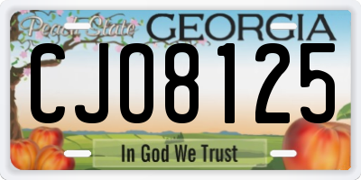 GA license plate CJO8125