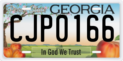 GA license plate CJP0166
