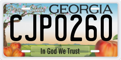 GA license plate CJP0260