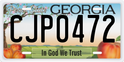 GA license plate CJP0472