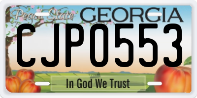 GA license plate CJP0553