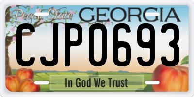 GA license plate CJP0693