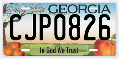 GA license plate CJP0826