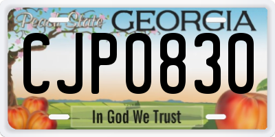 GA license plate CJP0830