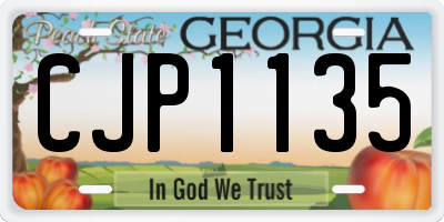GA license plate CJP1135