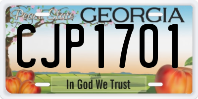 GA license plate CJP1701
