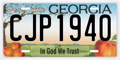 GA license plate CJP1940