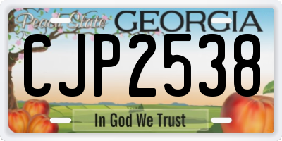 GA license plate CJP2538