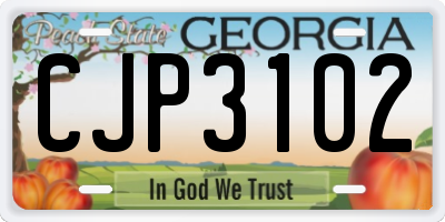 GA license plate CJP3102