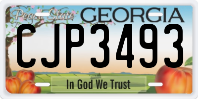 GA license plate CJP3493