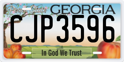 GA license plate CJP3596