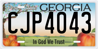 GA license plate CJP4043