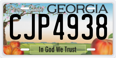 GA license plate CJP4938