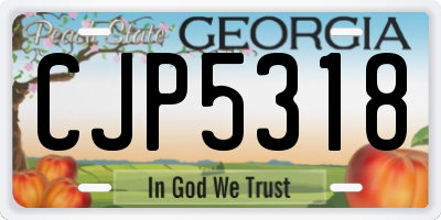 GA license plate CJP5318