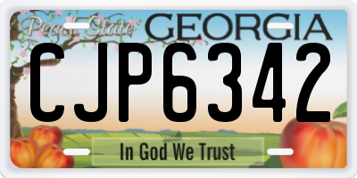 GA license plate CJP6342