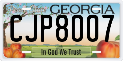 GA license plate CJP8007