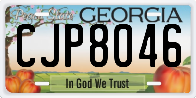 GA license plate CJP8046