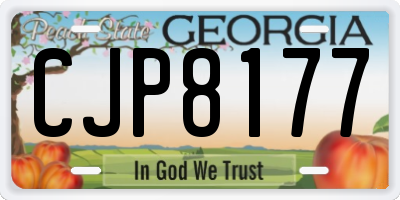 GA license plate CJP8177
