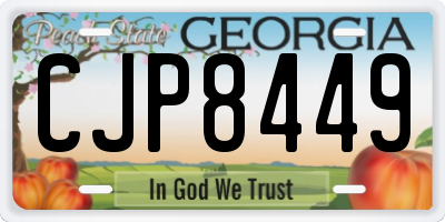 GA license plate CJP8449