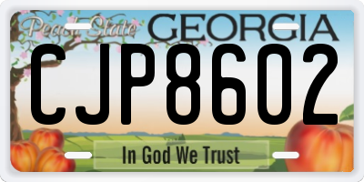 GA license plate CJP8602