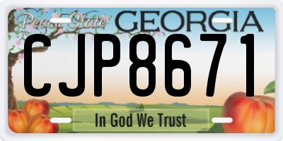 GA license plate CJP8671