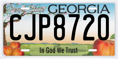 GA license plate CJP8720