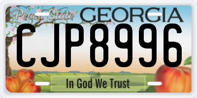 GA license plate CJP8996