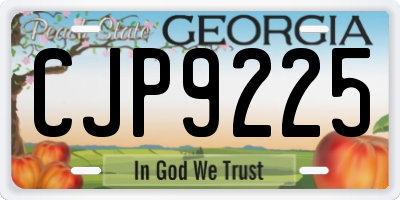 GA license plate CJP9225