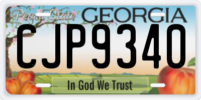 GA license plate CJP9340