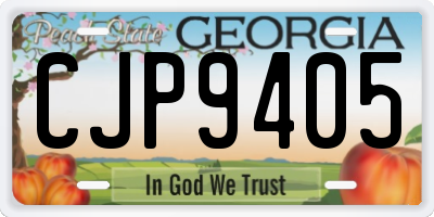 GA license plate CJP9405