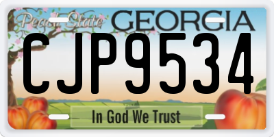 GA license plate CJP9534