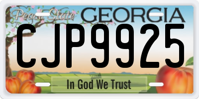 GA license plate CJP9925