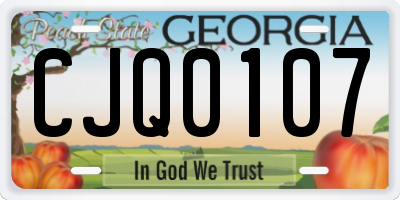 GA license plate CJQ0107