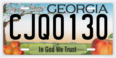 GA license plate CJQ0130