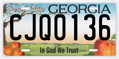 GA license plate CJQ0136