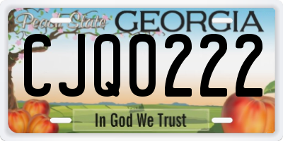 GA license plate CJQ0222