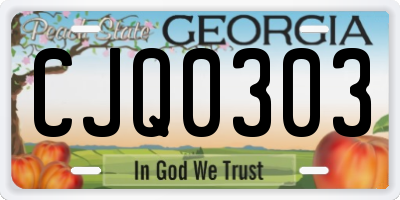 GA license plate CJQ0303