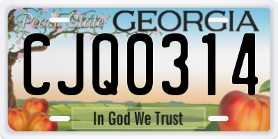 GA license plate CJQ0314