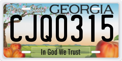 GA license plate CJQ0315