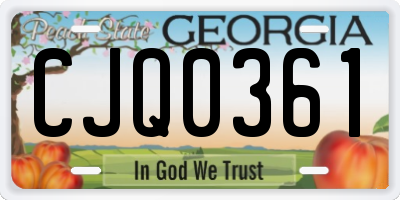 GA license plate CJQ0361