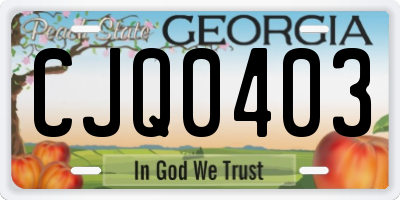 GA license plate CJQ0403