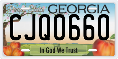GA license plate CJQ0660