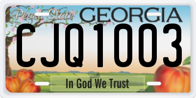GA license plate CJQ1003