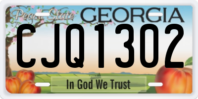 GA license plate CJQ1302