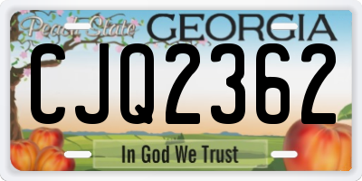 GA license plate CJQ2362
