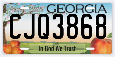 GA license plate CJQ3868