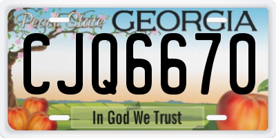 GA license plate CJQ6670