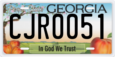 GA license plate CJR0051