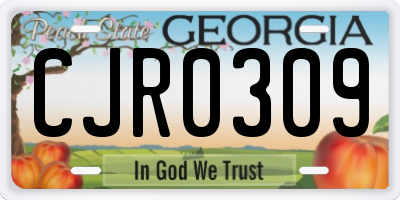 GA license plate CJR0309