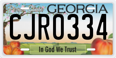 GA license plate CJR0334